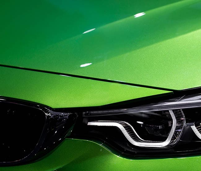 Close up shot of headlight in luxury 